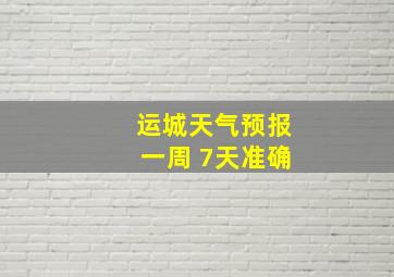 运城天气预报一周 7天准确